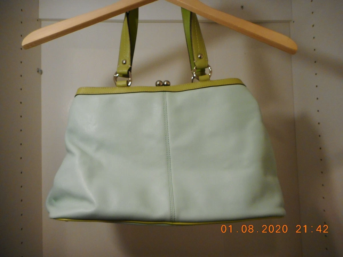 Brand New Vintage COACH Hand Bag 100 AUTHENTIC. SEAFOAM GREEN AND LIME