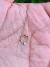 14k Gold Marquise  Rounds Diamonds Hinged Nose Ring Septum Clicker Rook Daith