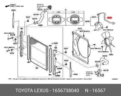 Original OE Schlauch für Kühlerreservebehälter, 1656738040 für Toyota 16567-38040