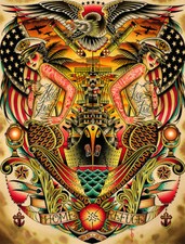Neuf Noir Marché Art Company Refuge Toile Giclée Prints Fabriqué En USA Tatouage