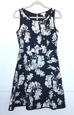 Loft Dress Women’s Size 2 Blue White Floral A-Line Above The Knee Round Neck