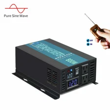 800W Pure Sine Wave Inverter 12/24V to 120/220V Remote Switch Solar Home