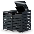 NNEMB Double Wood Wheelie Bins Storage Shed, 2 Door Garbage Rubbish Bin Enclosur