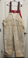 Vintage Carhartt Bib Overalls Men 50x27 Double Knee Quilt Lined Distressed Zip
