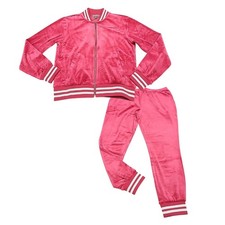 Womens 2 Piece Velour Jacket with Joggers Pants Lounge Set Medium Size Pink