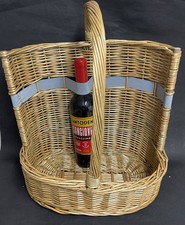 Vintage French 6 Bottle Hand Wicker Basket Carrier (wine not included)