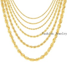 18K Yellow Gold Solid 2mm-6mm Rope Diamond Cut Chain Italian Necklace 16"- 30"