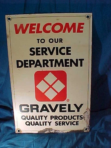 1960s GRAVELY TRACTORS + LAWN MOWERS Metal Litho SERVICE Department SIGN
