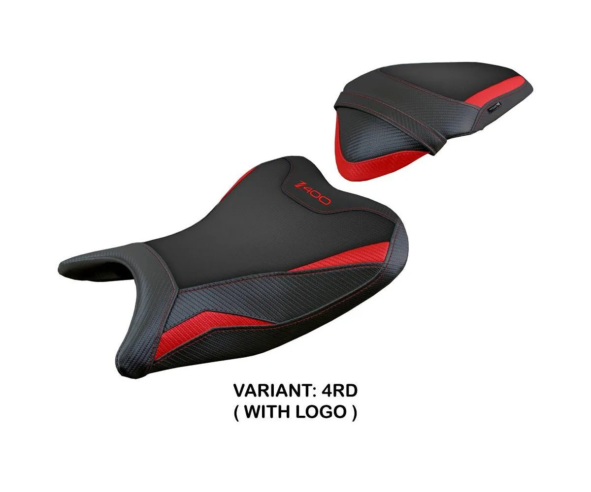 Seat saddle cover Aragona Red RD + logo Tpz compatible KAWASAKI Z 400 2018 2023