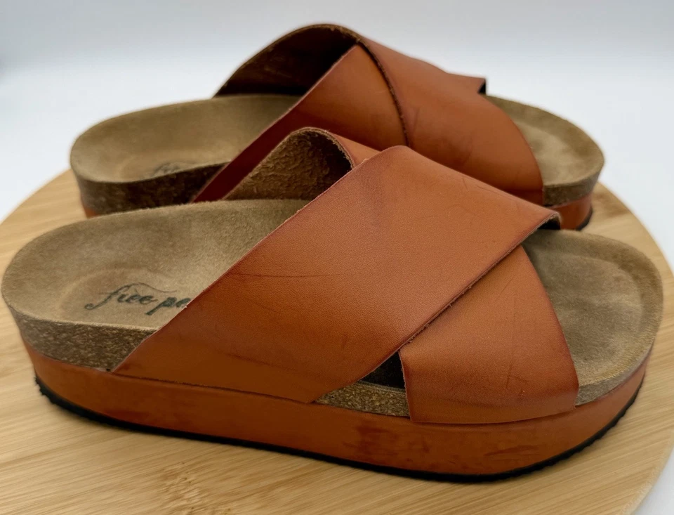 Sandalias Free People Sidelines plataforma plana marrón miel para mujer EU 37, US 7 Foto 3 de 4