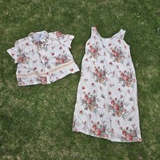 Vintage K Woman Petite Floral Midi Dress & Cardigan Sz 22 Homestead Cottage