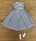 Vintage 1960s Mattel Barbie Cotton Casual Blue White Striped Dress Outfit #912