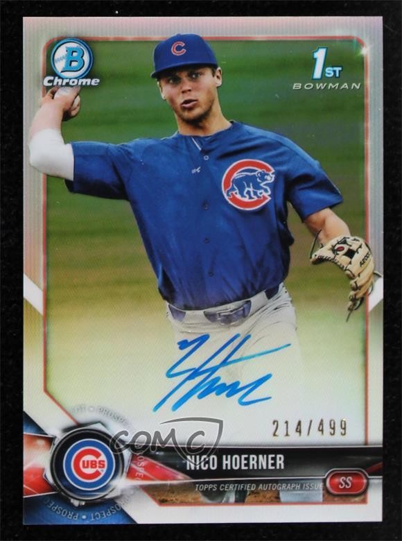 2018 Bowman Draft Chrome Pick Refractor 214/499 Nico Hoerner #CDA-NH Auto 1xd