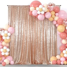 6x8ft Rose Gold Sequin Backdrop Curtain Party Wedding Photography Background