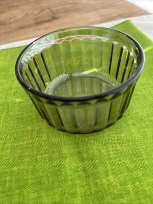 Arcopal Glass Ramekin Custard Cup France 3 1/4'' Smoky Brown w/Ribbed sides