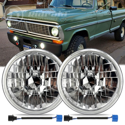 7''Chrome Housing Diamond Cut Headlights Replace For Ford Fairlane 1955 1956 1957