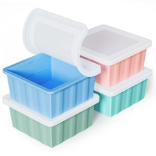 Silicone Freezer Tray for Soup Ice Cubes: 2-Cup 2 Cup, Green Blue Aqua Pink