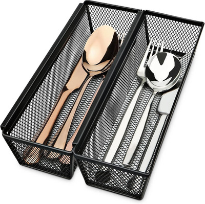 2-Pack Silverware Drawer Organizer Tray   Metal Utensil & Flatware Storage