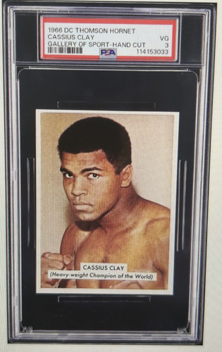 MUHAMMAD ALI CASSIUS CLAY 1966 DC THOMSON HORNET GALLERY OF SPORT CARD PSA 3