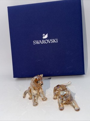 2 Swarovski SCS AMUR Leopard Cubs BNIB 2018 Retired #5428542 Original Box