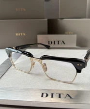 DITA STATESMAN SEVEN DTX 443-A-01 Black White Gold Clear Eyeglasses AUTHENTIC