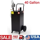 40 Gallon Fuel Caddy Portable Gas Storage Tank with Manual Transfer Pump Black