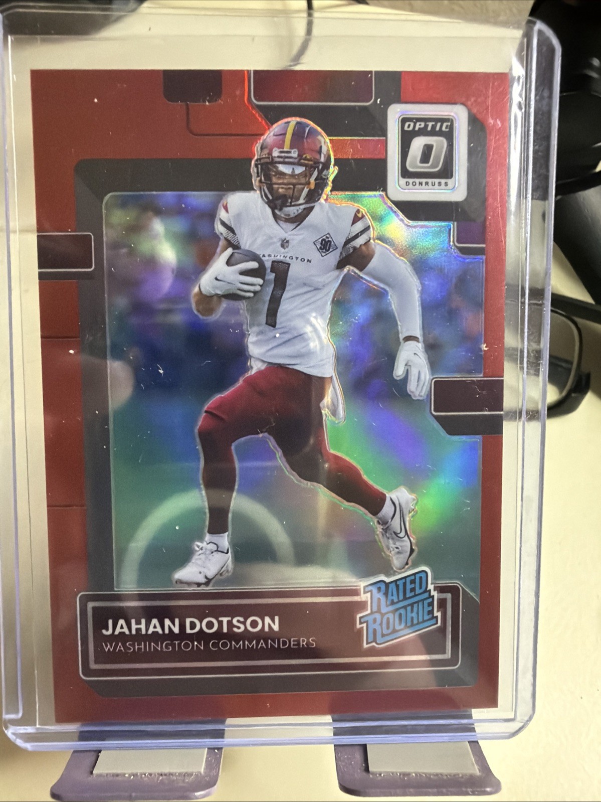 2022 Panini Donruss Optic - Rated Rookie Red Prizm #210 Jahan Dotson /99 (RC)