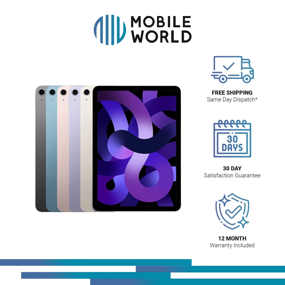 Apple iPad Air 5th Gen 2022 10.9" M1 WiFi 64GB 256GB All Colours - Excellent