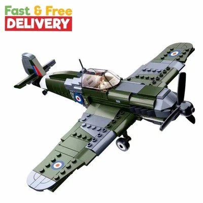 BRANDED Military Building Blocks Spitfire Army Airplane - RAF Hurricane Fighter 290pcs