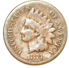 1874 Indian Head Cent - Very Good - #1684E