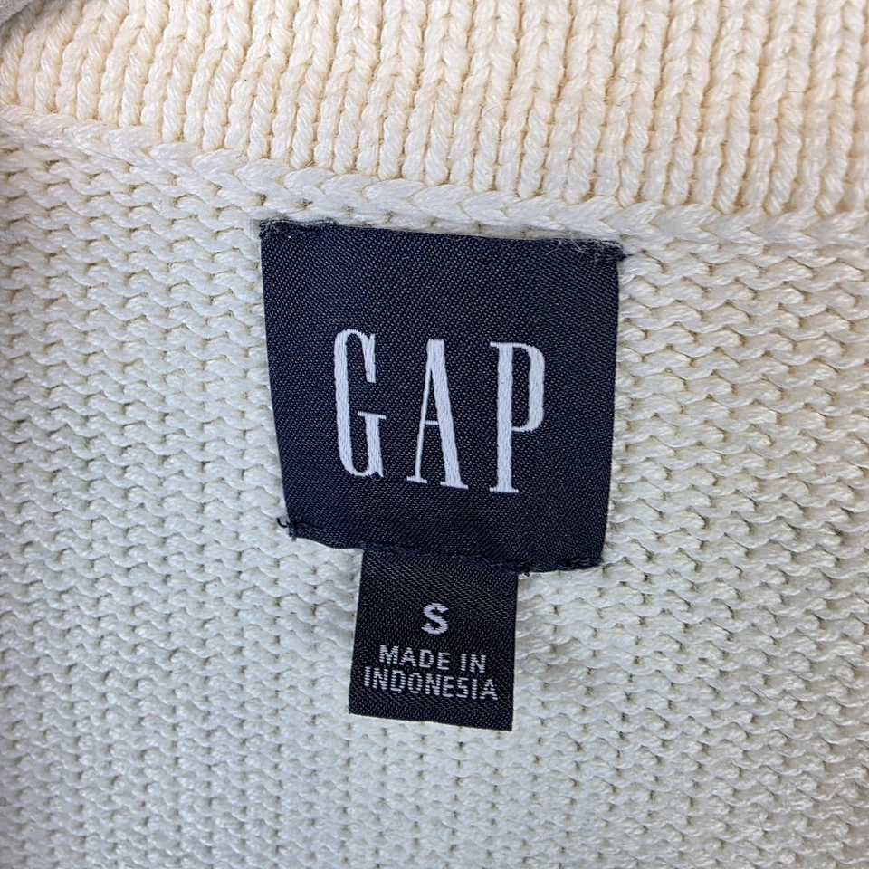 Suéter GAP para mujer S crema azul marino a rayas 24/7 algodón cuello suéter de gran tamaño Foto 2 de 4