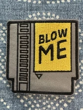 NINTENDO BLOW ME 3x3 Embroidered Morale Patch Hook Backing Brand New
