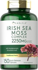 Irish Sea Moss Capsules 2250mg  150 Count  Bladderwrack  Burdock  by Carlyle