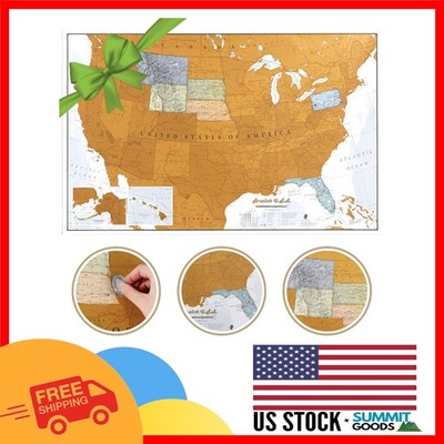 Interactive 24x36 USA Map - Gold Scratch-Off States & Parks Journey