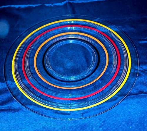 Vintage Anchor Hocking Banded Rings Sandwich or cake plate