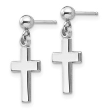 14 Karat White Gold Cross Earrings