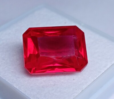 Red Ruby Emerald Cut Burma Pigeon Blood 12+ Ct Natural Certified Loose Gemstone