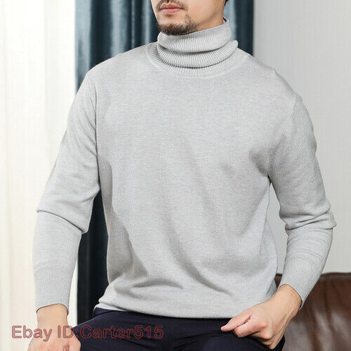 Sweater Men's Turtleneck Wool Blend Lapel Loose Large Size Bottoming Tops - Imagen 22 de 33