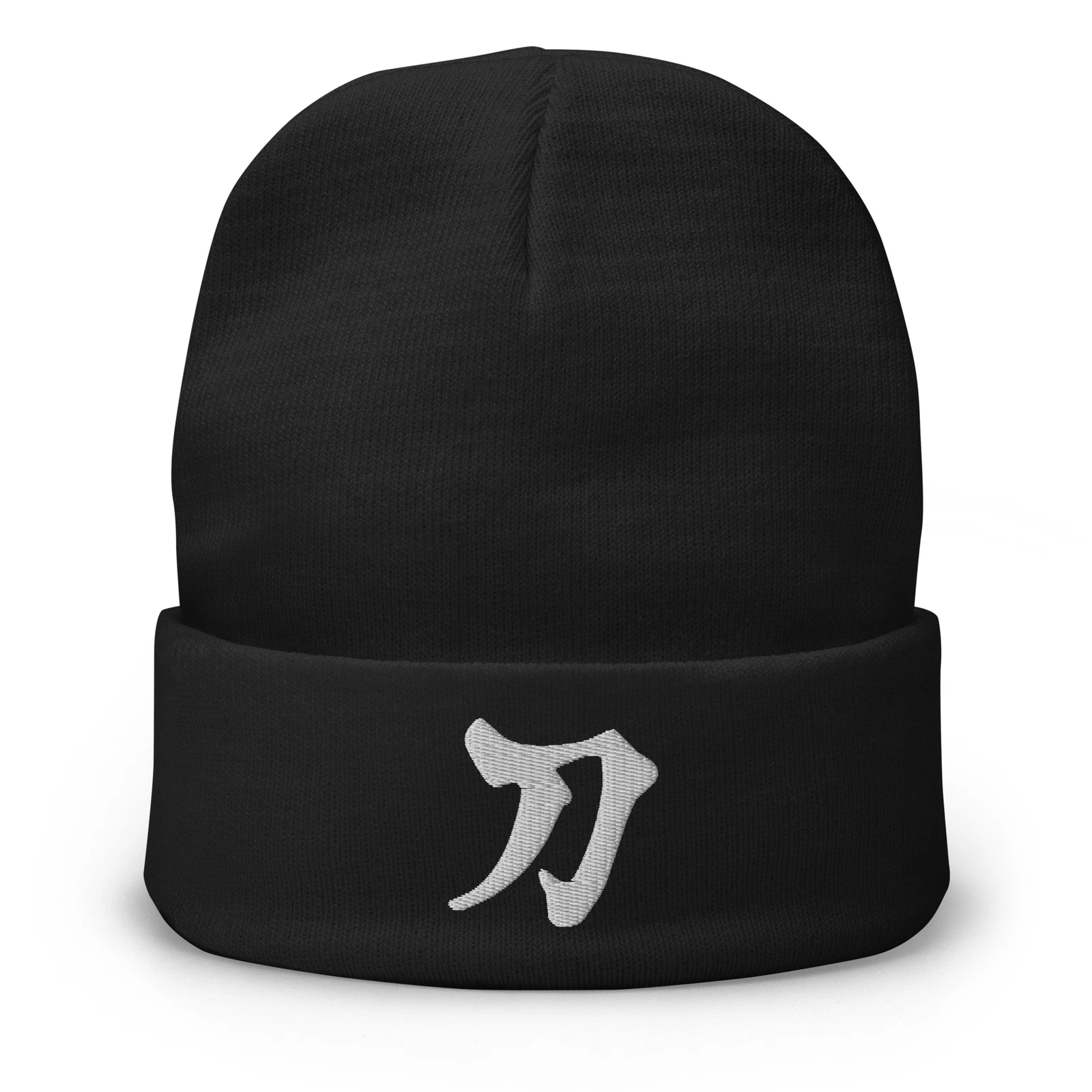 Sword Japanese Kanji Symbol Letter Embroidered Cuff Beanie Cap