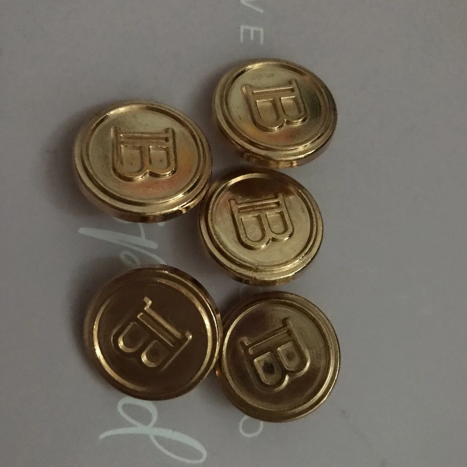 5 Gold Metal 23mm BALMAIN PARIS buttons metal shank back 5pcs 23mm Iconic B Logo - Image 3 of 4