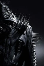 New Unisex Punk Rock Full Long Spiked Studded Brando Black Leather Jacket-XS-4XL