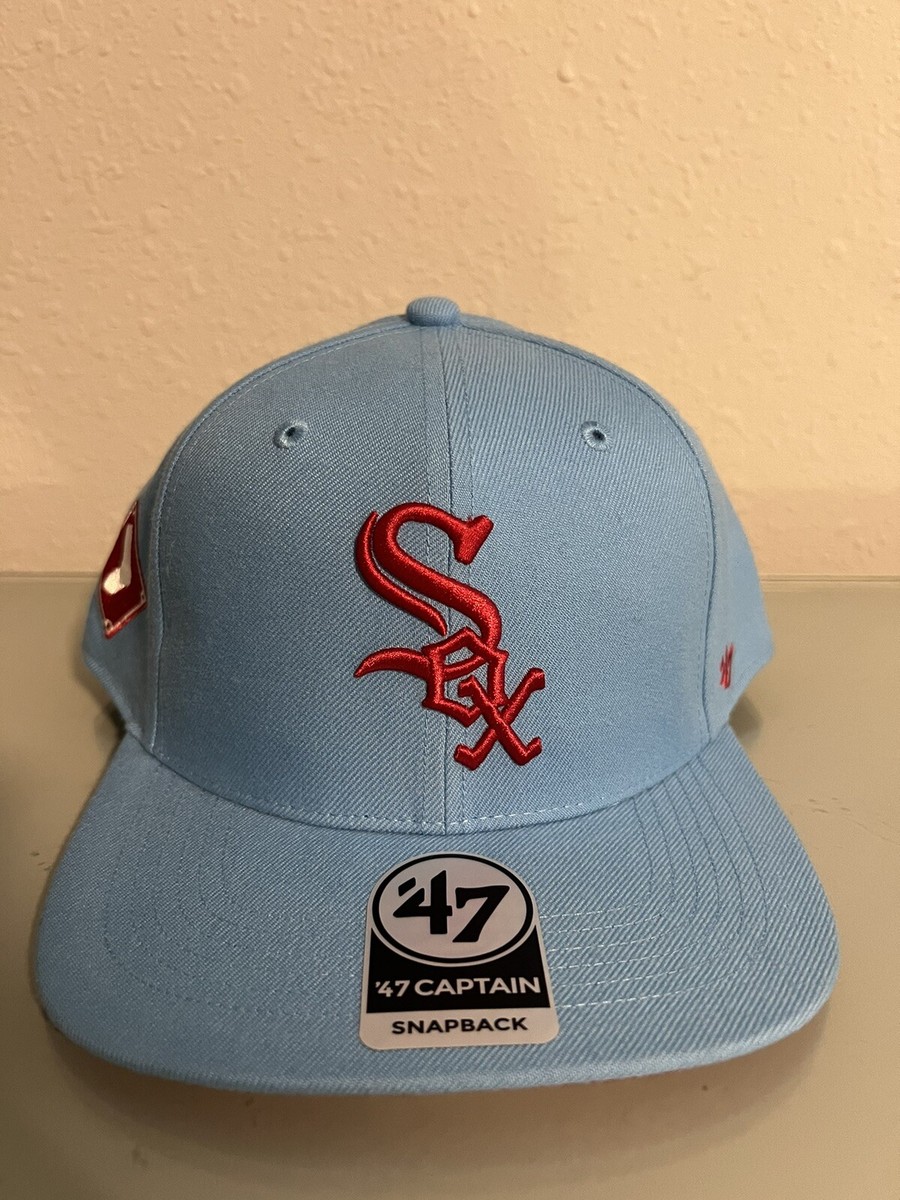 ‘47 Brand Captain Chicago White Sox Sure Shot Light Baby Blue Snapback Hat  Cap
