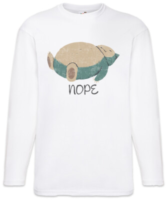 Nope Langarm T-Shirt Grumpy Fun Cat Cats Addiction Addicted Love Geek Nerd