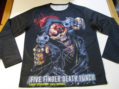 FIVE FINGER DEATH PUNCH AND JUSTICE FOR NONE 2-SIDED ALL OVER PRINT L/S SHIRT LG