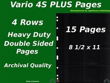 15 VARIO 4S PLUS Pocket Double Sided Pages for Stamp and Other Collecting, Black