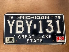 1979 1983 Michigan License Plate # YBY-131