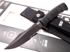 SOG Seal Pup Black Tactical Survival Knife + MOLLE Compatible Nylon Sheath