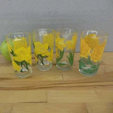 Boscul 4 Lot Peanut Butter Glasses Yellow Tea Rose Jonquil 5"