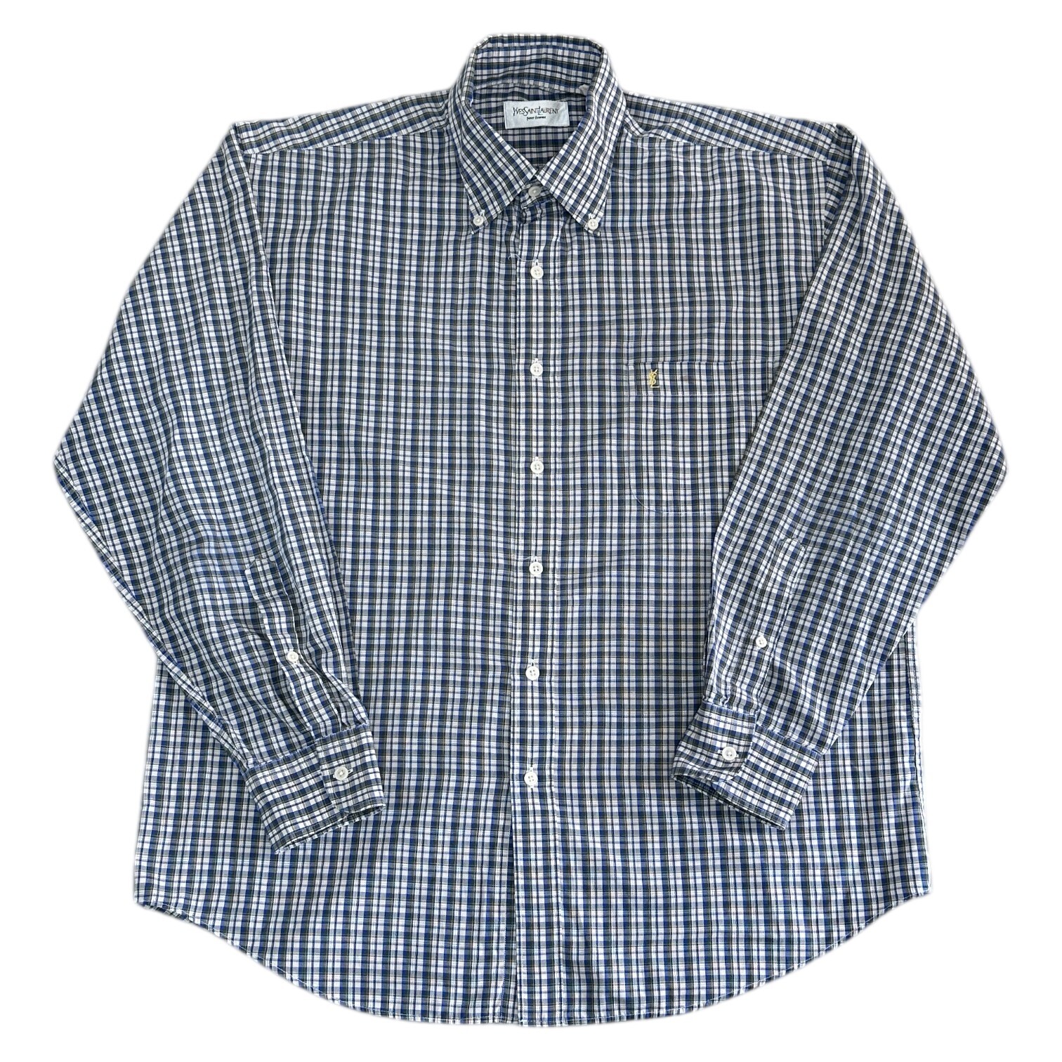 SAINT LAURENT Camicia Yves Saint Lauren quadri quadri manica lunga bottoni Ysl uomo 40 41 16