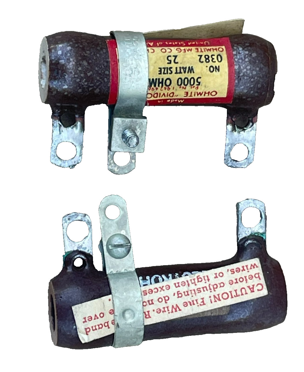 OHMITE 5000 Ohm 25 Watt Adjustable, Ceramic Power Resistor, 0382 (Lot of 2)